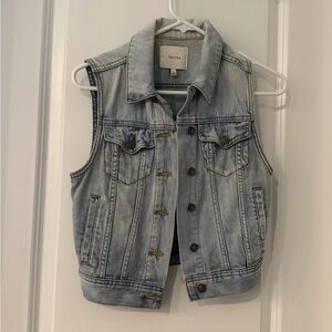 Talula Pale Blue Denim Vest with Button Front